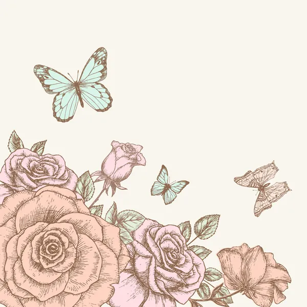 Rosa y mariposa 1 — Vector de stock