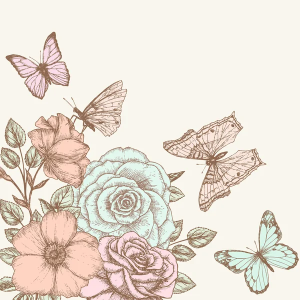 Rosa y mariposa 2 — Vector de stock