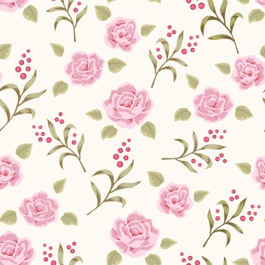 Rose and berry pattern 4 clipart