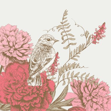 Background with bird and flower clipart