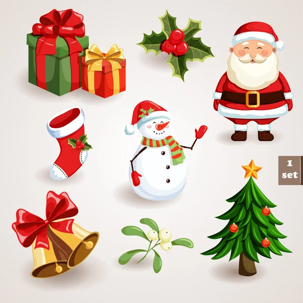 Kerst iconen set - 1 — Stockvector