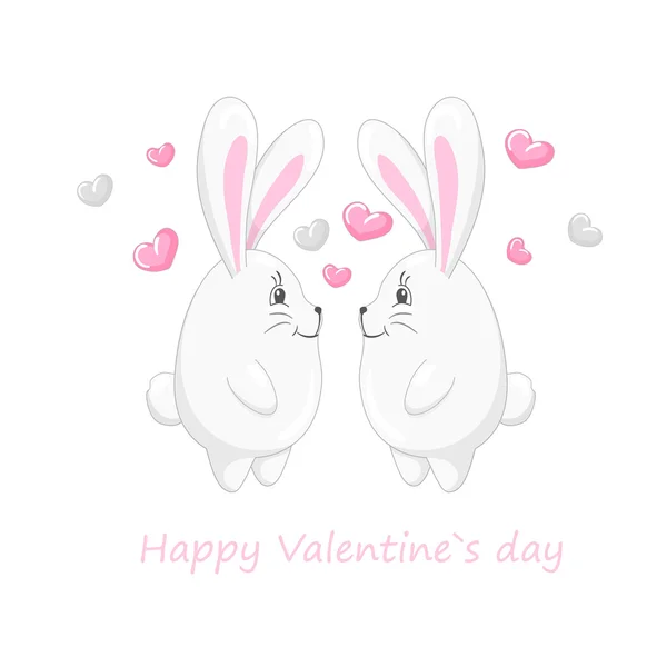 Lindos corazones y conejos 1 — Vector de stock