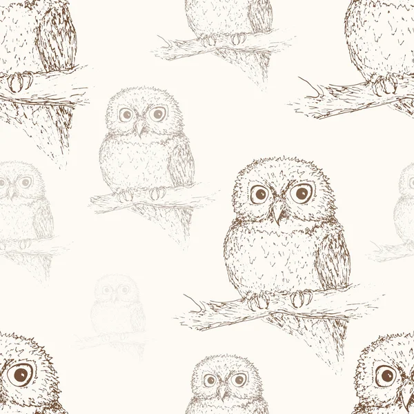 Hibou modèle sans couture — Image vectorielle