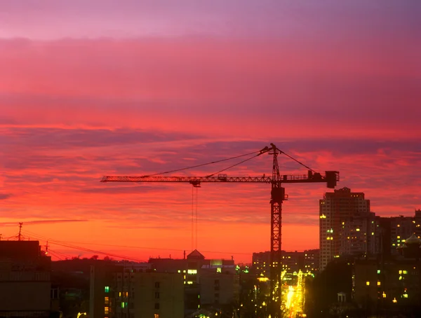 Sunset at the construction site. — Stock Photo, Image