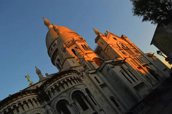 Sonnenuntergang Auf Der Basilique Sacre Coeur Paris Frankreich — Stockfoto