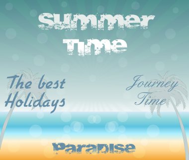 Güzel deniz manzaralı poster. Vektör arkaplanı.