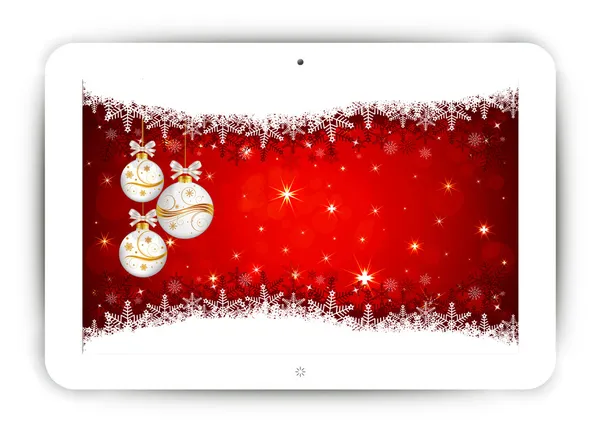 Tablet with Christmas background — Stock Vector