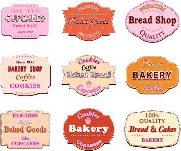 Collectie van vintage retro bakkerij logo badges en etiketten — Stockvector