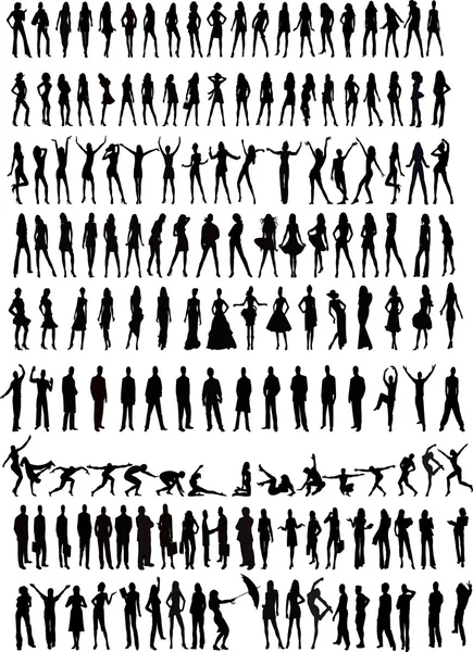 Gente Silhouette Set vector — Vector de stock