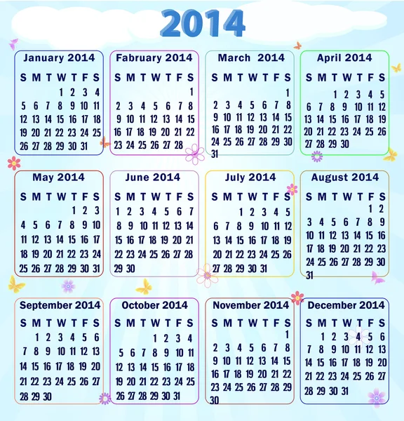 Kalender 2014.. — Stockvektor