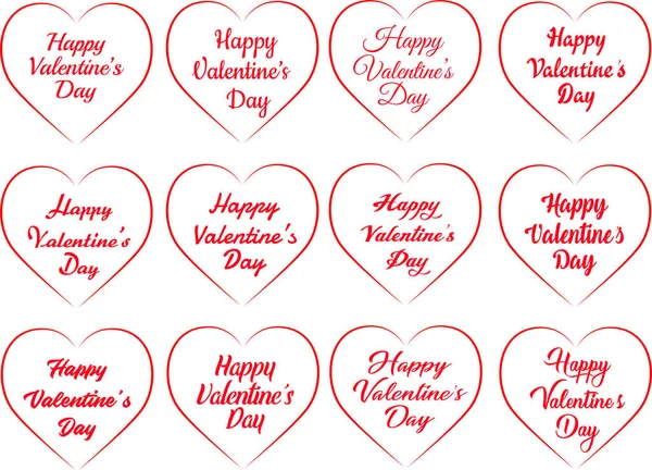 Set Valentines Day Greeting Card Template Typography Text Happy Valentine — 스톡 벡터