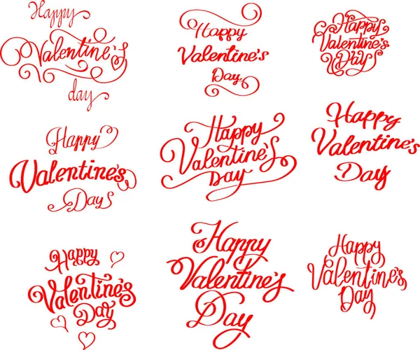 Conjunto Tarjeta Felicitación San Valentín Plantilla Con Texto Tipográfico Feliz — Vector de stock