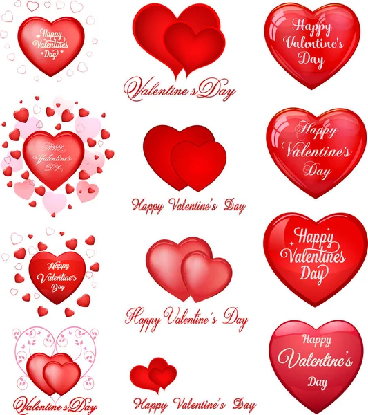 Set Valentines Day Greeting Card Template — Stock Vector