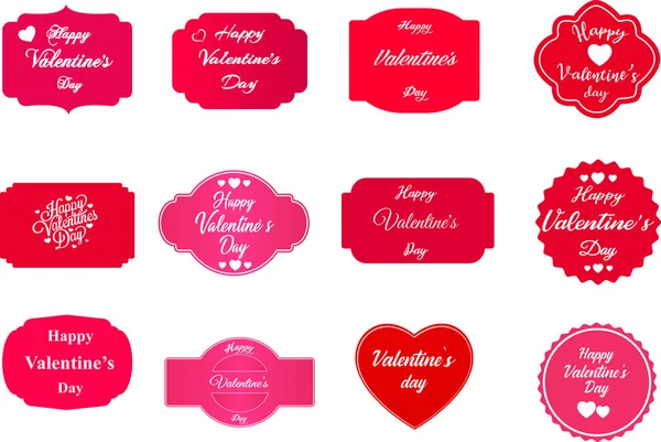 Set Valentines Day Biglietto Auguri Modello Arte Digitale — Vettoriale Stock