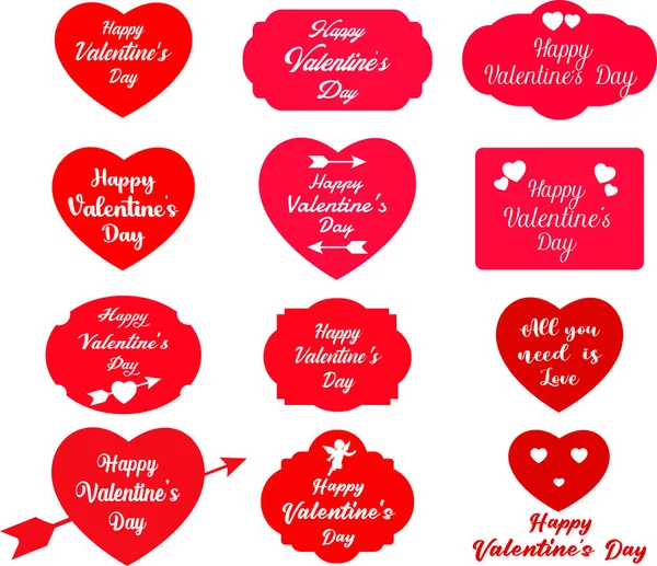 Set Valentines Day Biglietto Auguri Modello Arte Digitale — Vettoriale Stock