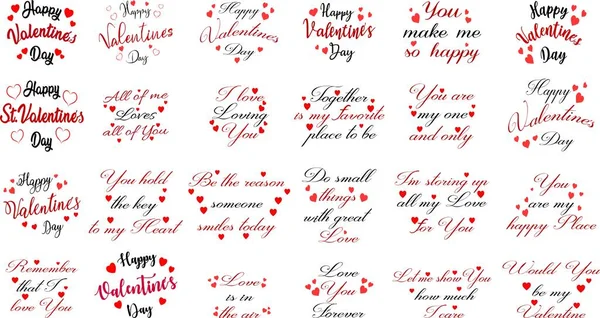 Set Modelli Cartoline Auguri San Valentino — Vettoriale Stock