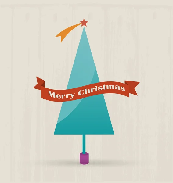 Christmas tree with merry christmas text. — Stock Vector