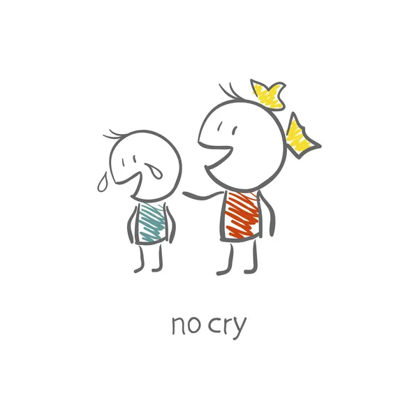 女孩安慰哭喊的男孩 — 图库矢量图片