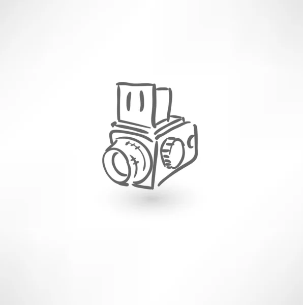 Tažené starý fotoaparát ikona ruky — Stockový vektor