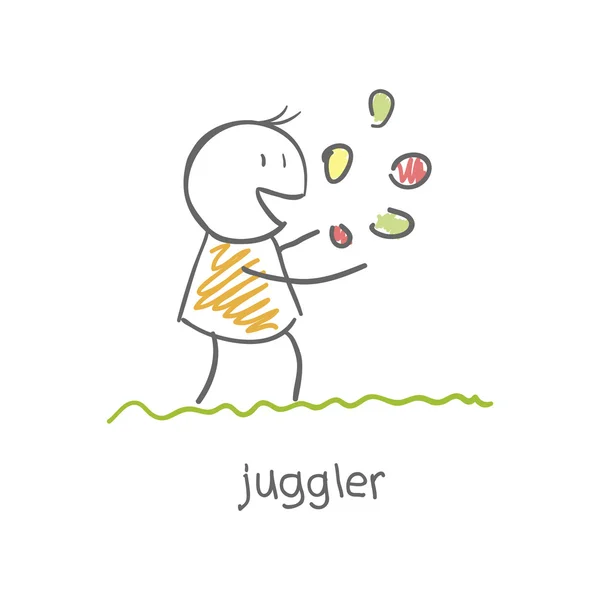 Žonglér hraní s míčky — Stockový vektor