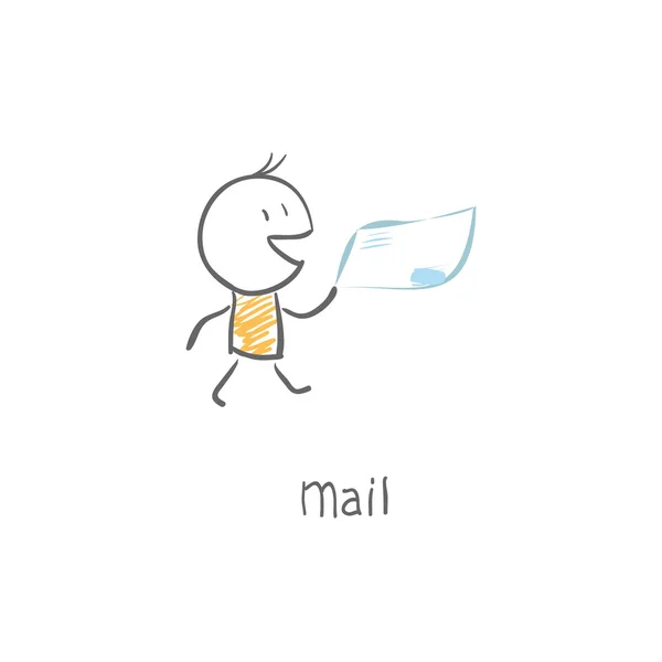 Brevbäraren levererar e-post — Stock vektor