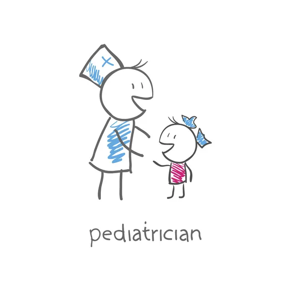 Pediatrician with child — Stock Vector