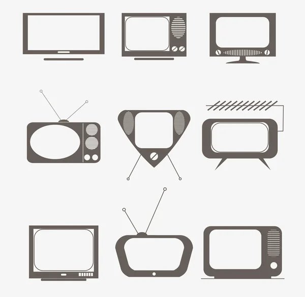 Retro tv iconos conjunto — Archivo Imágenes Vectoriales