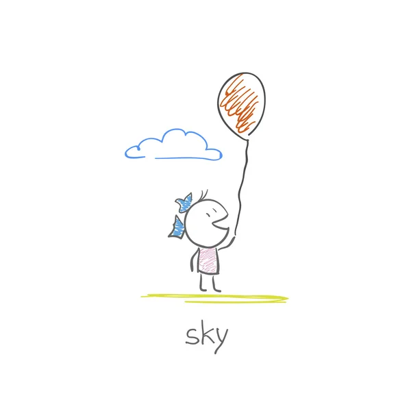 Meisje met een ballon — Stockvector