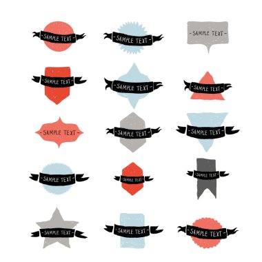 Retro doodle etiketleri koleksiyonu