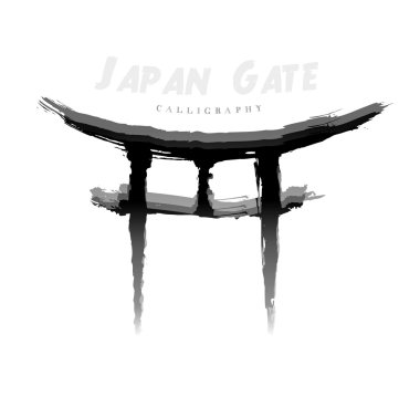 Japan Gate calligraphy. Abstract symbol of hand-drawn clipart