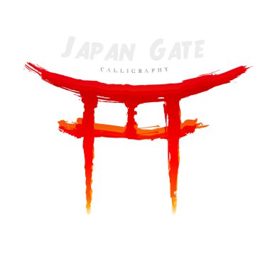 Japan Gate calligraphy. Abstract symbol of hand-drawn clipart