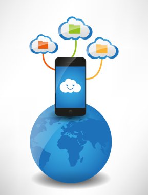 bulut bilgi işlem kavramı. bulutlardır dosyaları ile cep telefonu