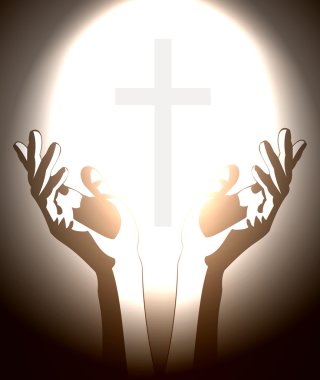 el ve Hıristiyan haçı silueti