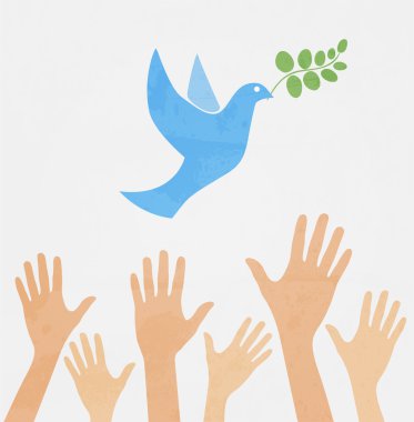 hands releasing white dove of peace. clipart