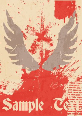 Tasarım için soyut bir model. Kanatlı Retro Posteri