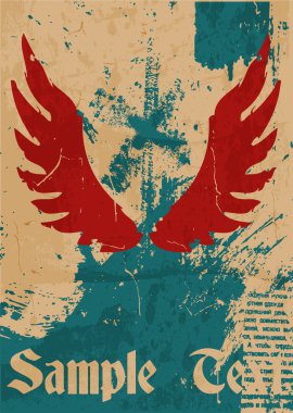Tasarım için soyut bir model. Kanatlı Retro Posteri
