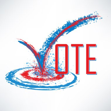 Vote text with check mark and check box clipart