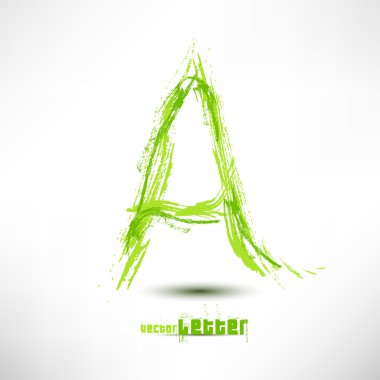 vektör çizim mektup el ile çizilmiş. Grunge yeşil çim wav