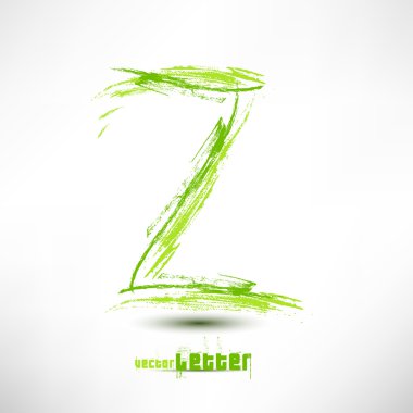 El yazısıyla çizilmiş vektör illüstrasyonu. Grunge yeşil çim dalgası.