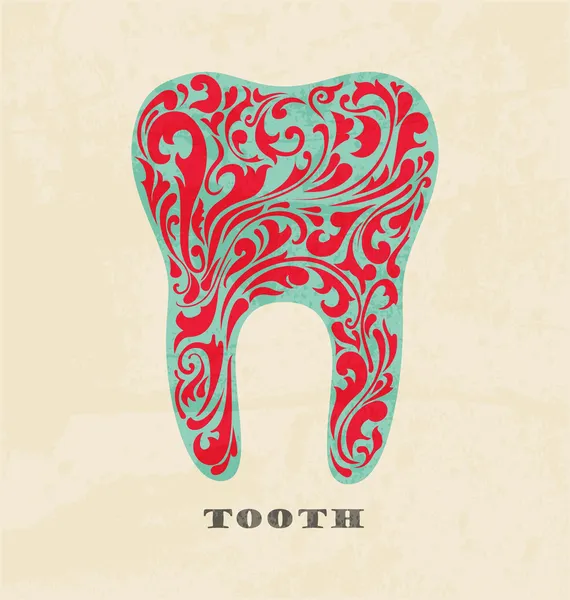 Abstrakte florale Zähne. Retro-Plakat — Stockvektor