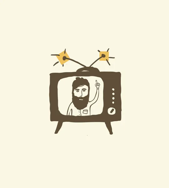 Bearded man newscast presenter — Stock Vector