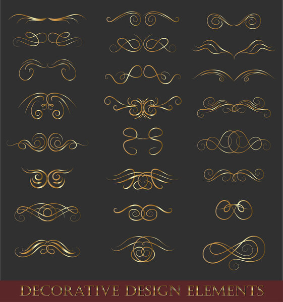 vector set calligraphic design elements retro style