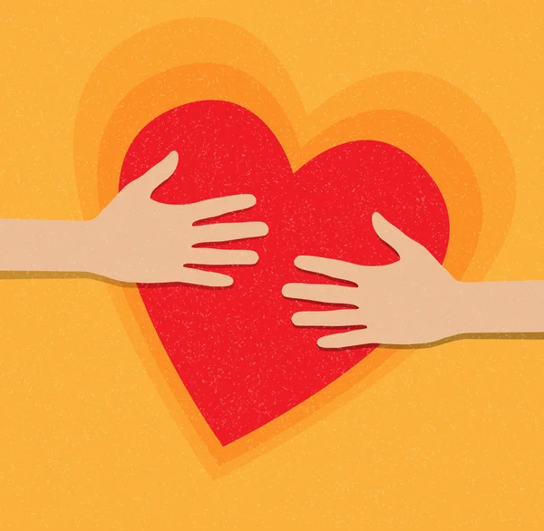 Χέρια που κρατούν την καρδιά. φιλανθρωπία — Διανυσματικό Αρχείο
