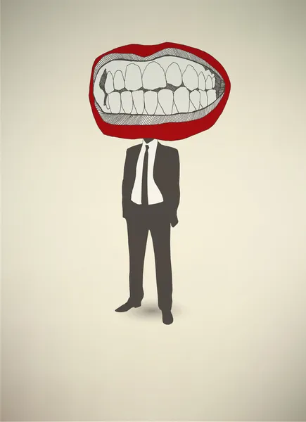 Cartel conceptual. El hombre de negocios Mouth — Vector de stock