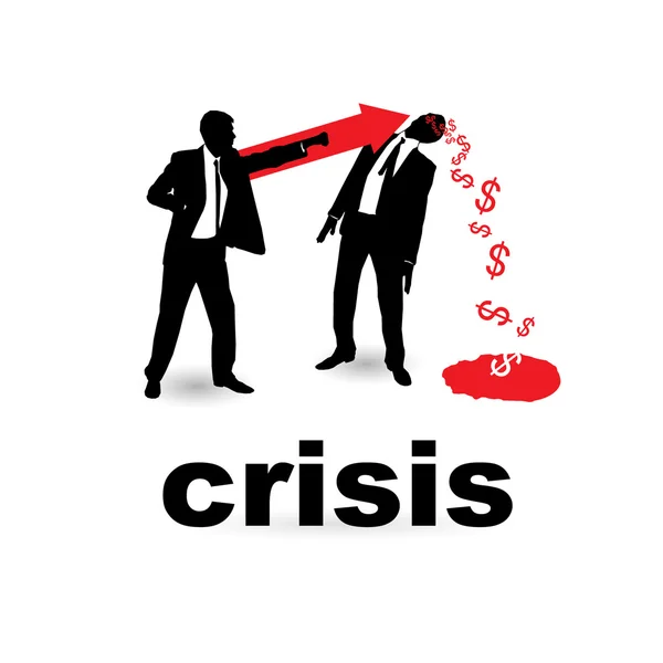 Het concept van de financiële crisis. Duel van twee zakenlieden. — Stockvector