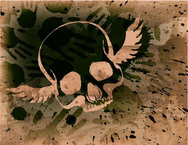 Crâne et fond vectoriel grunge — Image vectorielle