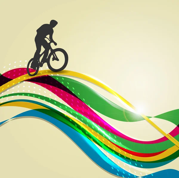 Векторная иллюстрация велосипедиста BMX на радуге — стоковый вектор