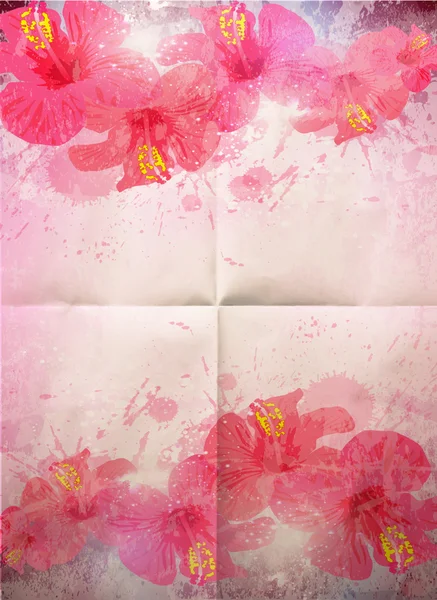 抽象的な熱帯背景。ハイビスカスの花のデザイン. — ストックベクタ