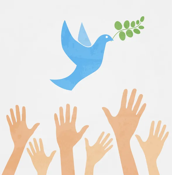 Hands releasing white dove of peace. — Stock Vector