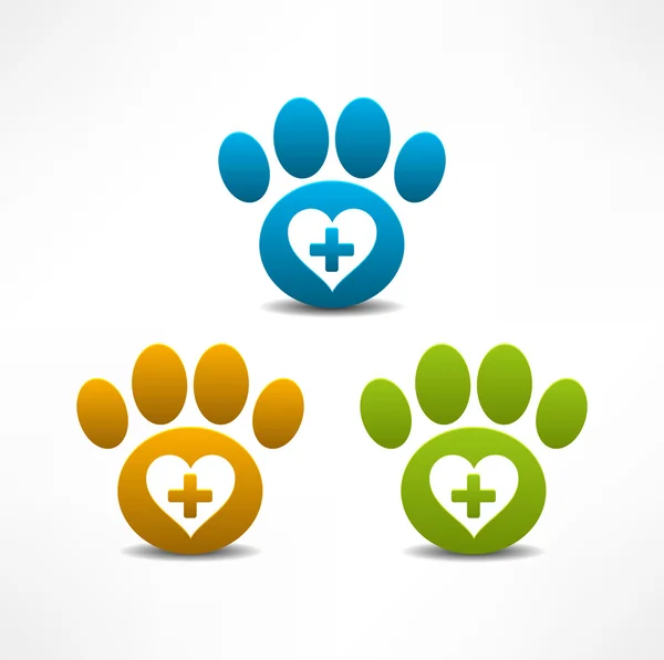 Veterinary Clinic symbol. Animal paw print — Stock Vector